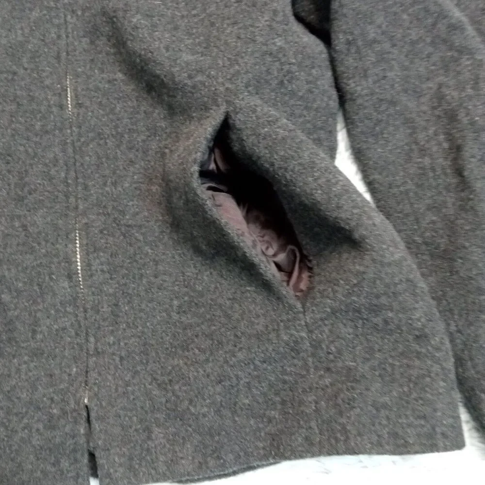 Vintage Petite Sophisticate Jacket Womens 2 Gray Wool Cashmere Blend Preppy Coat
